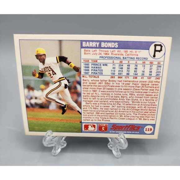 Barry Bonds, 1987 Sportflics 3D Baseball Card - Picture 3 of 4